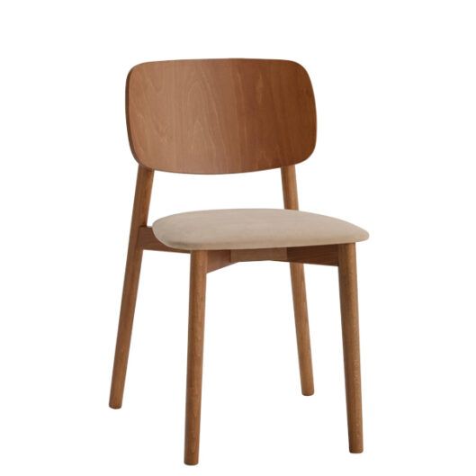 Silla de madera con asiento tapizado para restaurantes