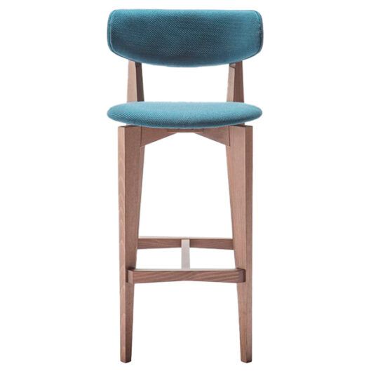 Taburete de madera tapizado con respaldo para restaurantes y hoteles