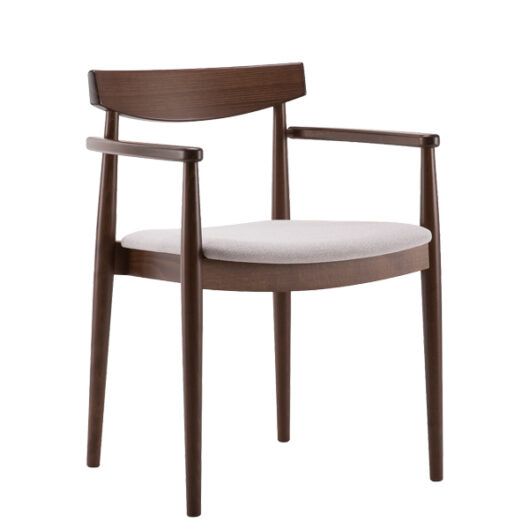 Sillón apilable de madera con asiento tapizado para hostelería Rinna