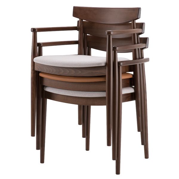 Sillón apilable de madera con asiento tapizado para hostelería Rinna Sillón apilable de madera con asiento tapizado para hostelería Rinna