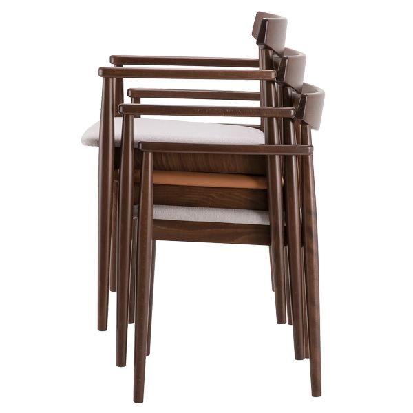 Sillón apilable de madera con asiento tapizado para hostelería Rinna Sillón apilable de madera con asiento tapizado para hostelería Rinna
