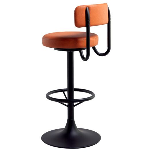Taburete de pie metalico con asiento y respaldo tapizado para hosteleria Magari