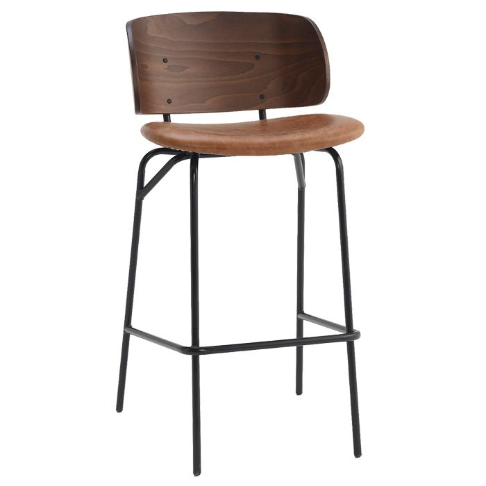 Taburete tapizado Julieta con respaldo en madera envolvente para hosteleria Magari Design Taburete tapizado Julieta con respaldo en madera envolvente para hosteleria Magari Design