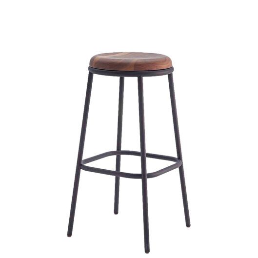 Taburete metalico con asiento de madera para hosteleria Zobe