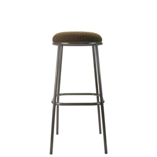 Taburete metalico negro con asiento tapizado comodo para hosteleria Zobe tb
